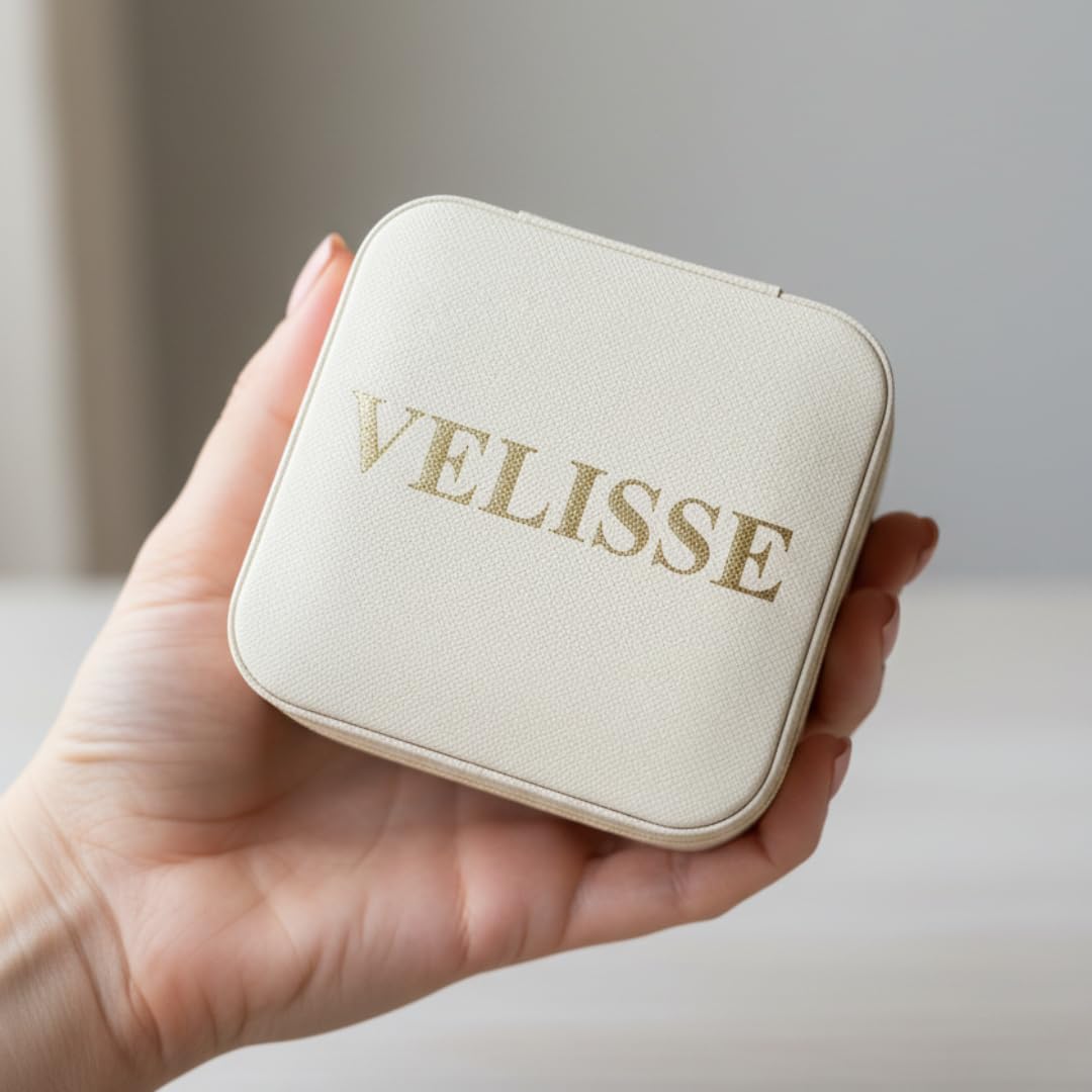 VELISSE Travel Jewelry Case - Small PU Leather Jewelry Organizer Box for Rings, Earrings, Necklaces - Compact Travel Jewelry Organizer for Women, Portable Jewelry Box Gift for Her