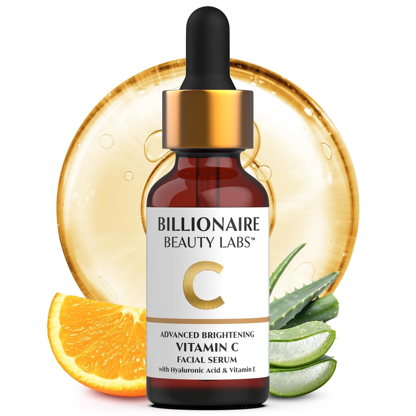 Billionaire Beauty Labs Vitamin C Serum for Face - Anti Aging Brightening Serum with Hyaluronic Acid & Vitamin E - Hydrating Facial Serum for Radiance, Fine Lines & Wrinkles - Made in USA 2 fl oz