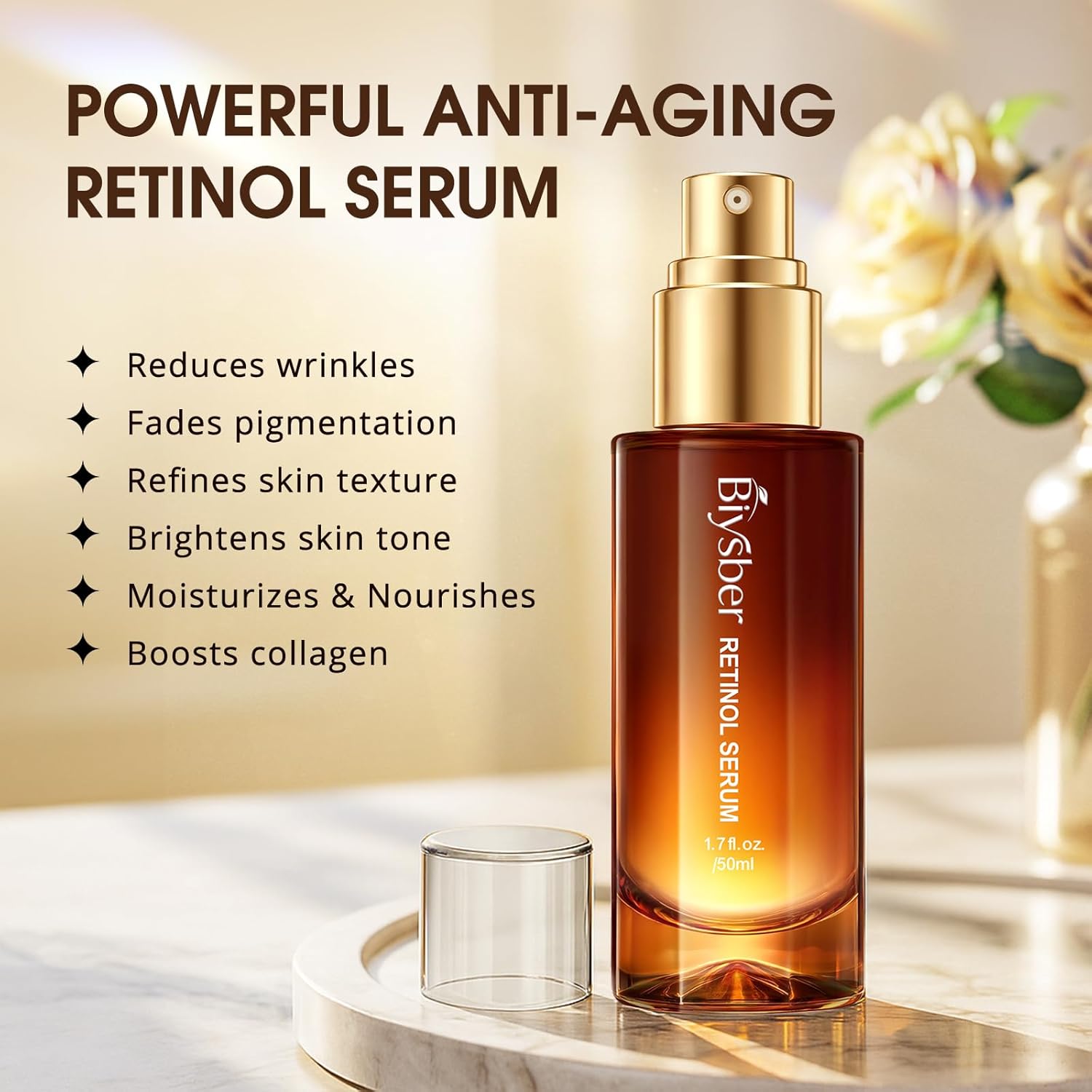 Retinol Collagen Serum for Face: Anti Aging & Anti Wrinkle Repair Peptide Serum with Boost Hydration Formula - Day/Night Facial Firming Neck Plump Skin Care for Women/Men(1.70 Fl Oz)