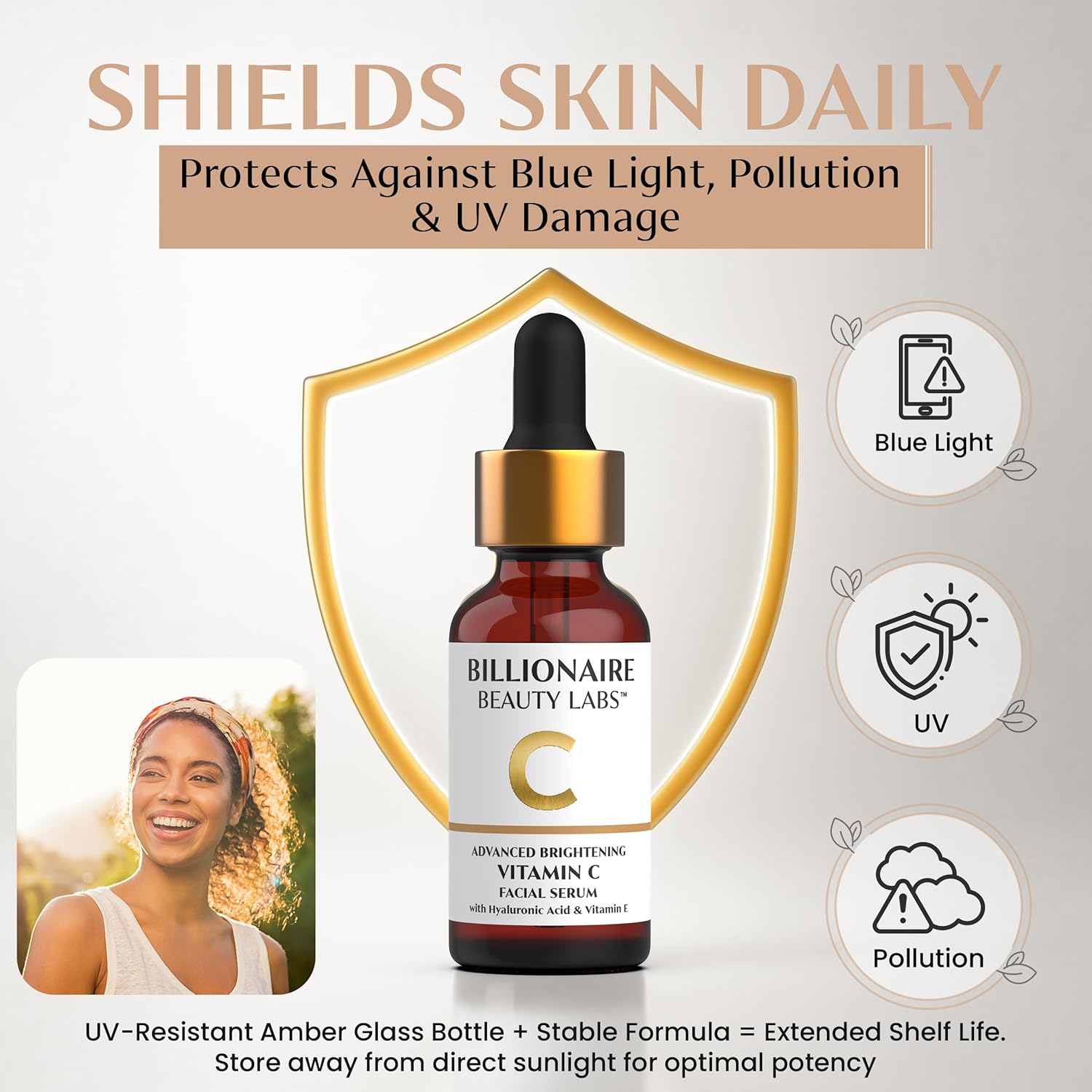 Billionaire Beauty Labs Vitamin C Serum for Face - Anti Aging Brightening Serum with Hyaluronic Acid & Vitamin E - Hydrating Facial Serum for Radiance, Fine Lines & Wrinkles - Made in USA 2 fl oz